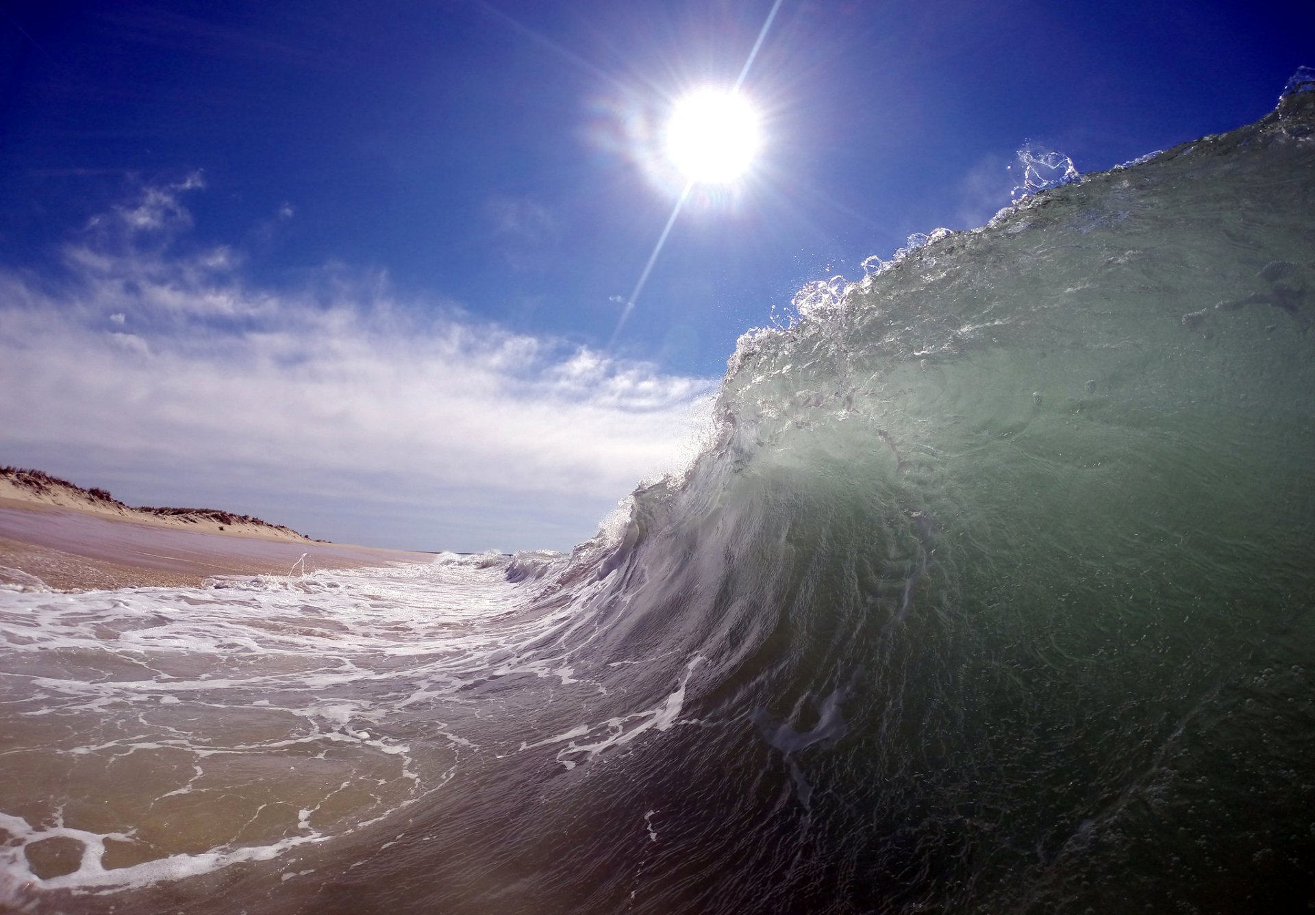 ky clouds sun beach sea wave