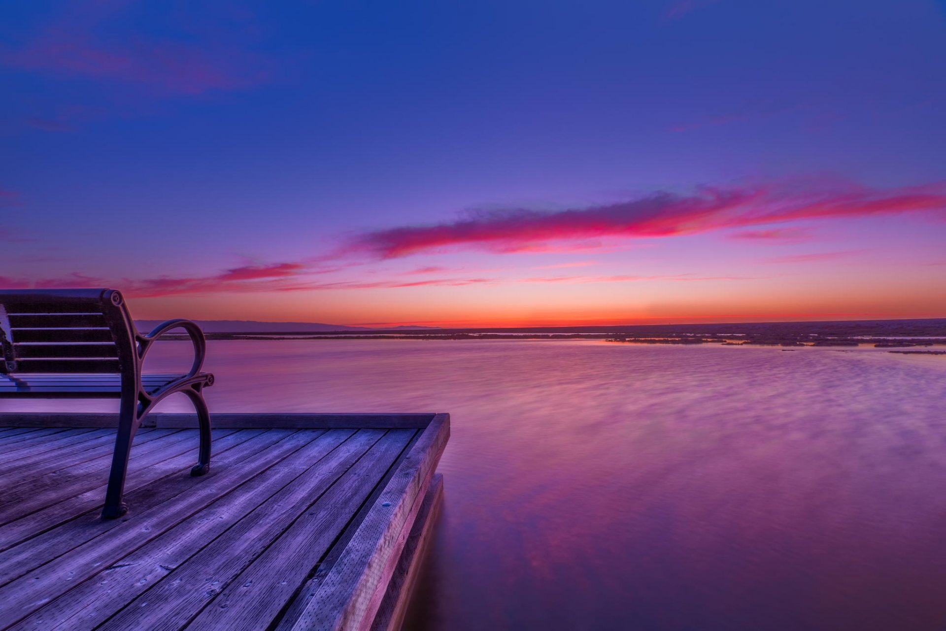 lago naturaleza muelle banco amanecer