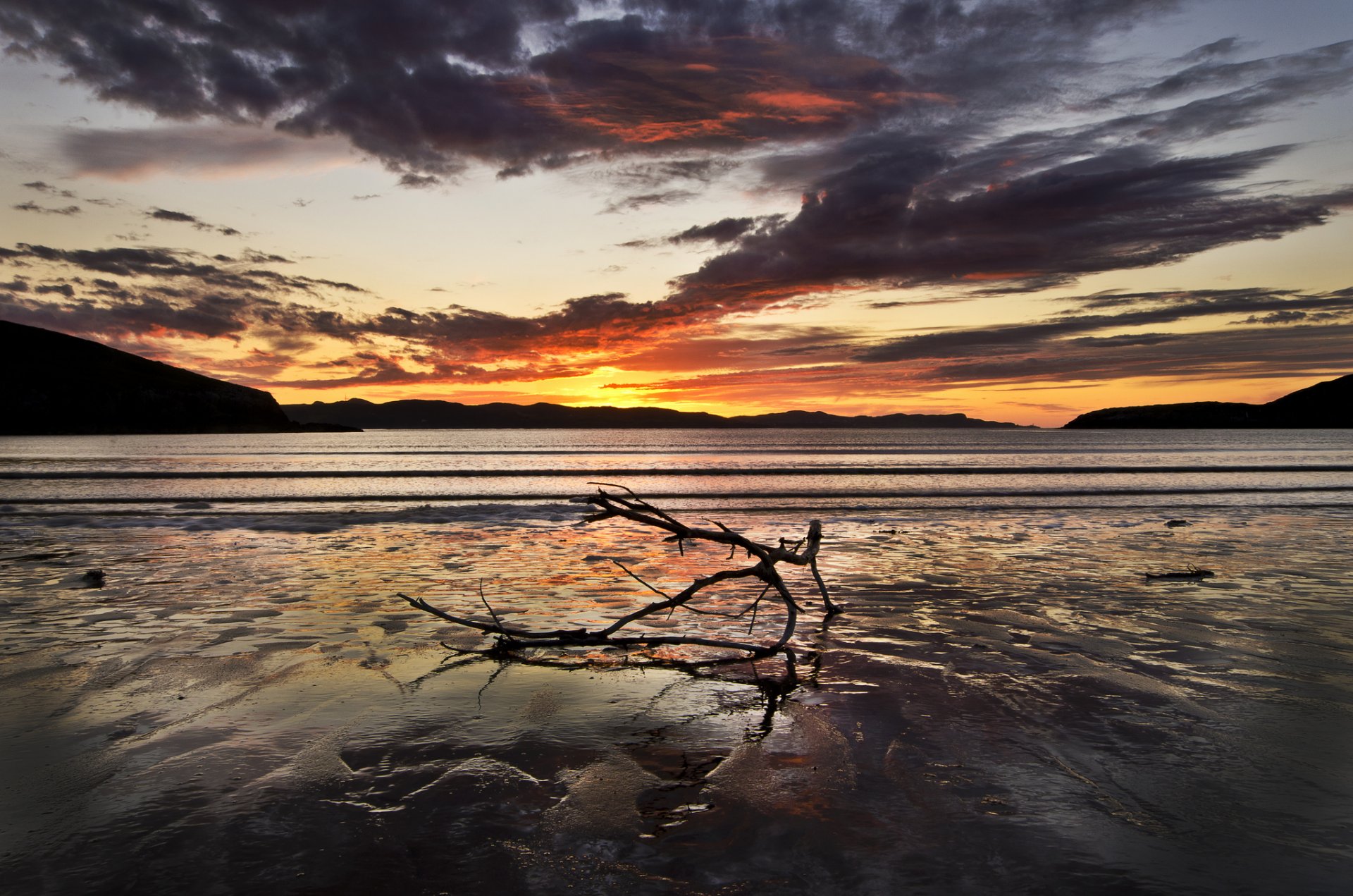 tranded sunset night koryak dry branch hill