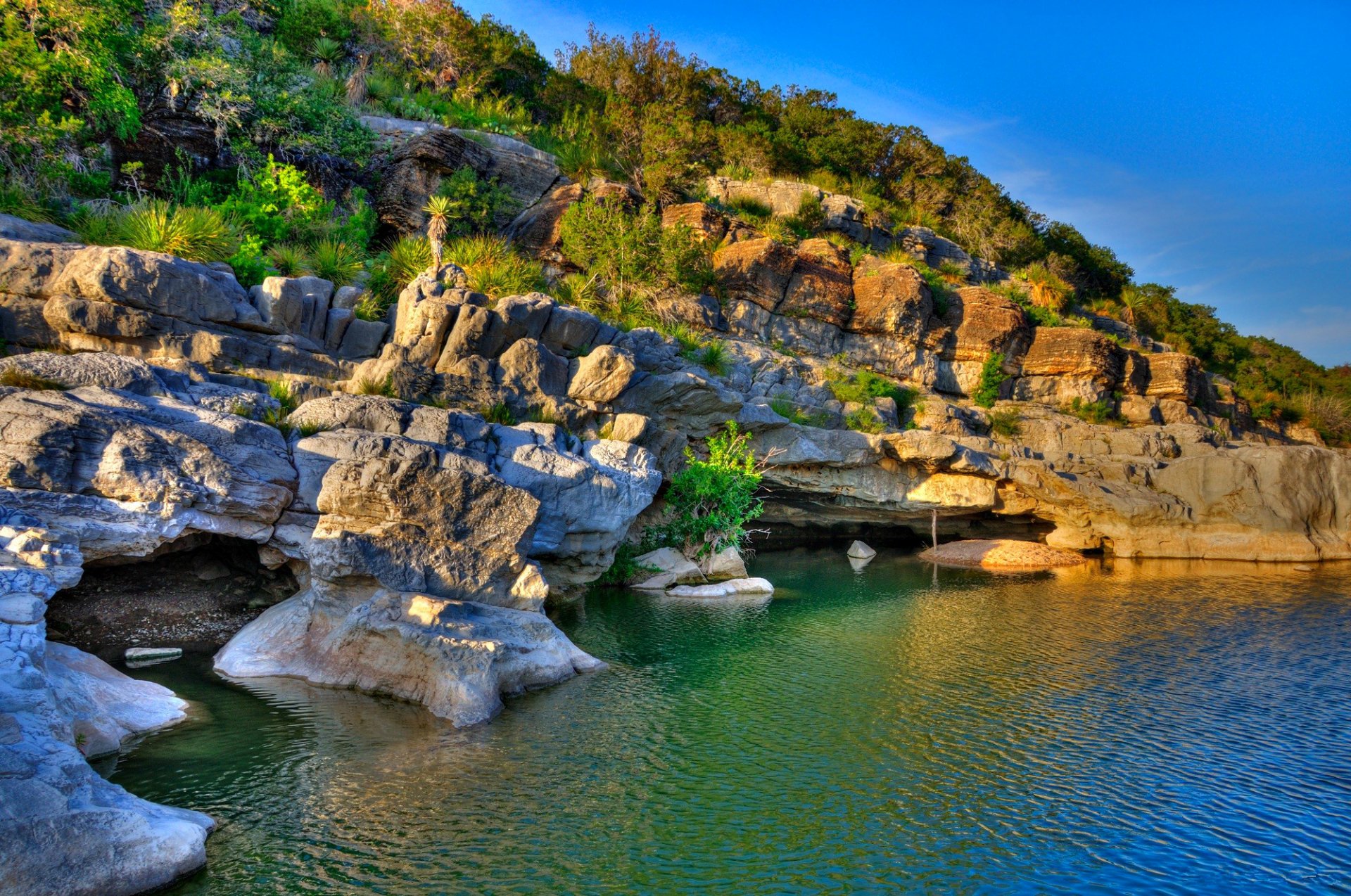 texas united states sky sunset rock stones sea lake