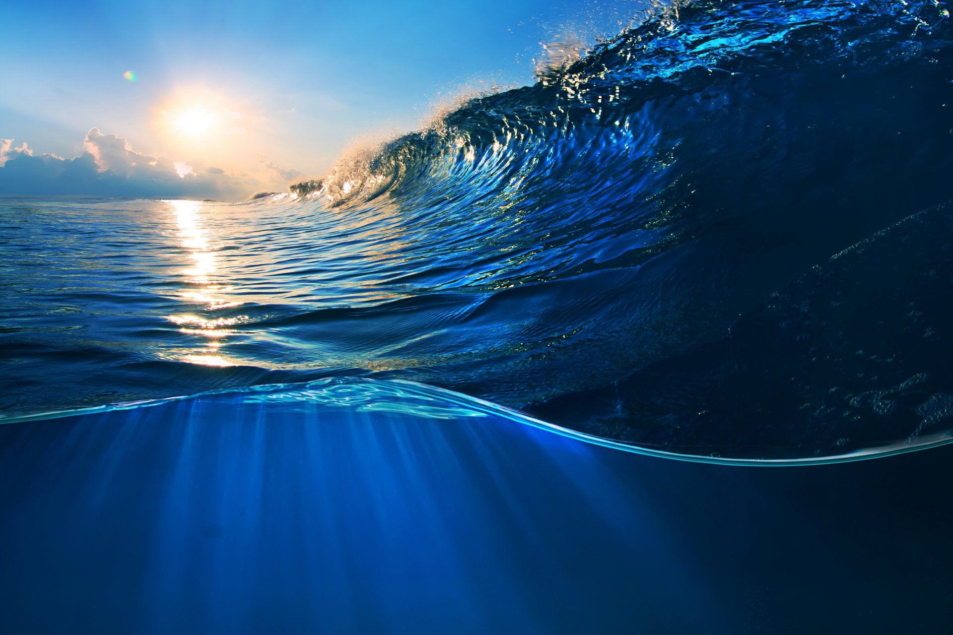 océano azul mar cielo salvapantallas ola agua puesta de sol