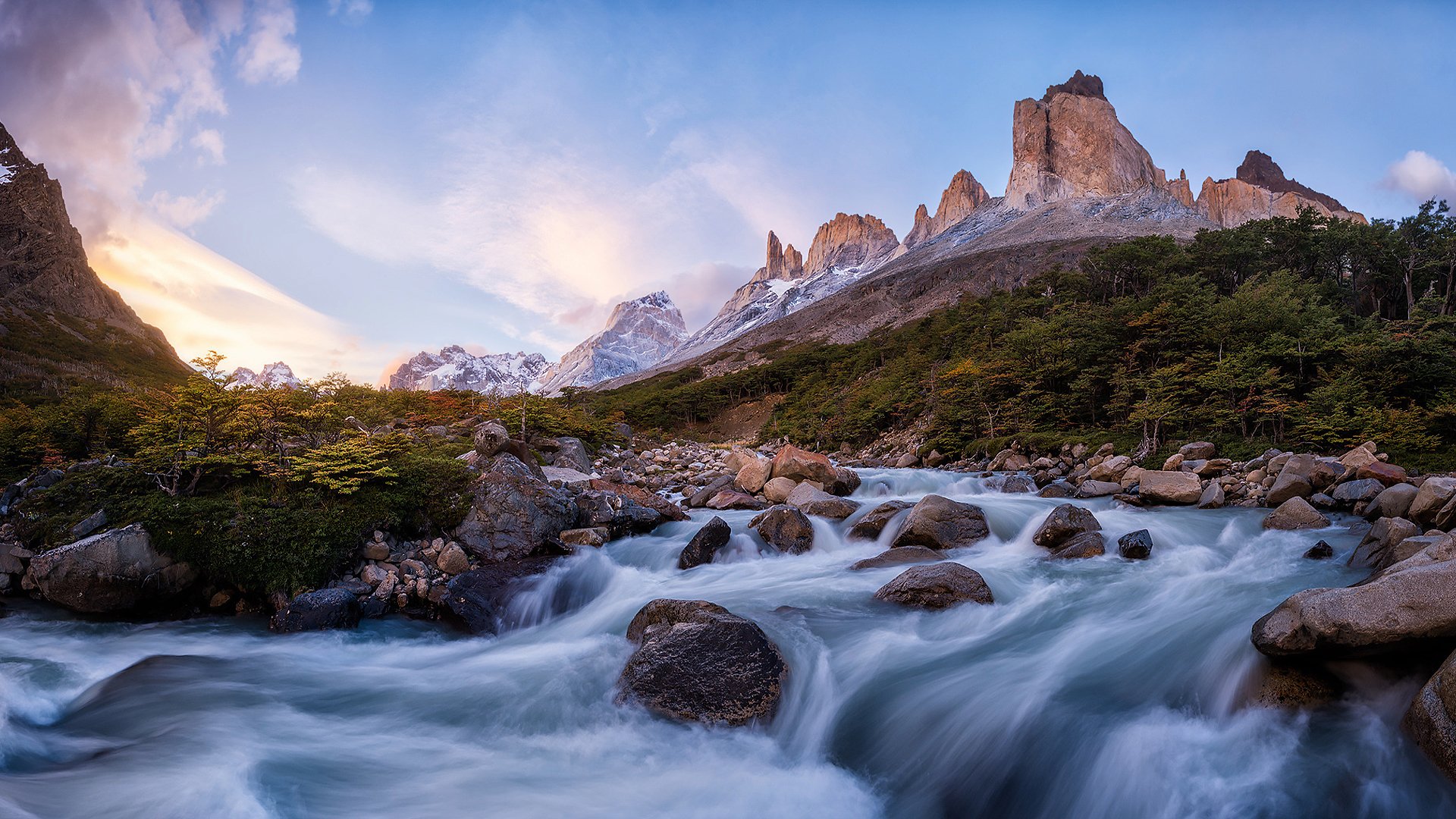 ameryka południowa chile patagonia góry andy rzeka strumień