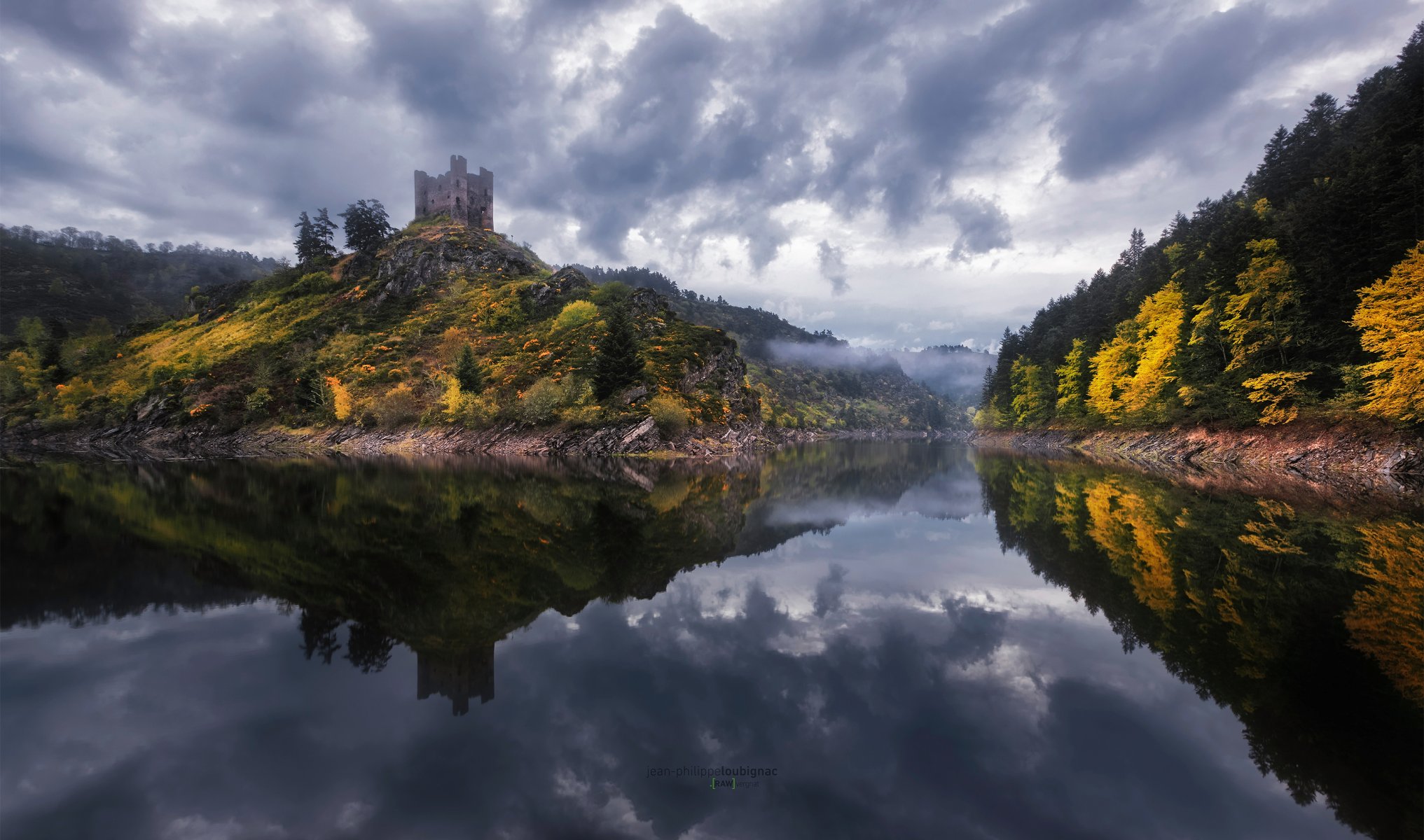 frankreich fluss schloss festung wald reflexionen