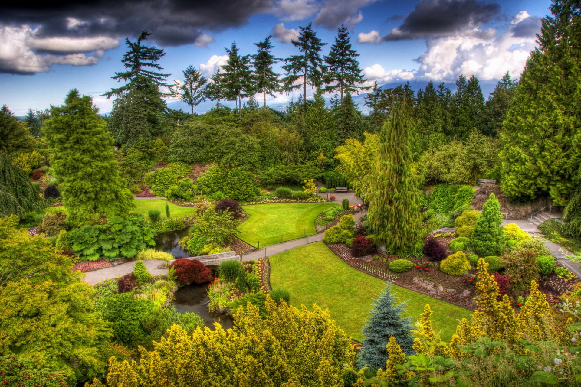 queen elizabeth garden vancouver canada supplies green lawn bush tree processing