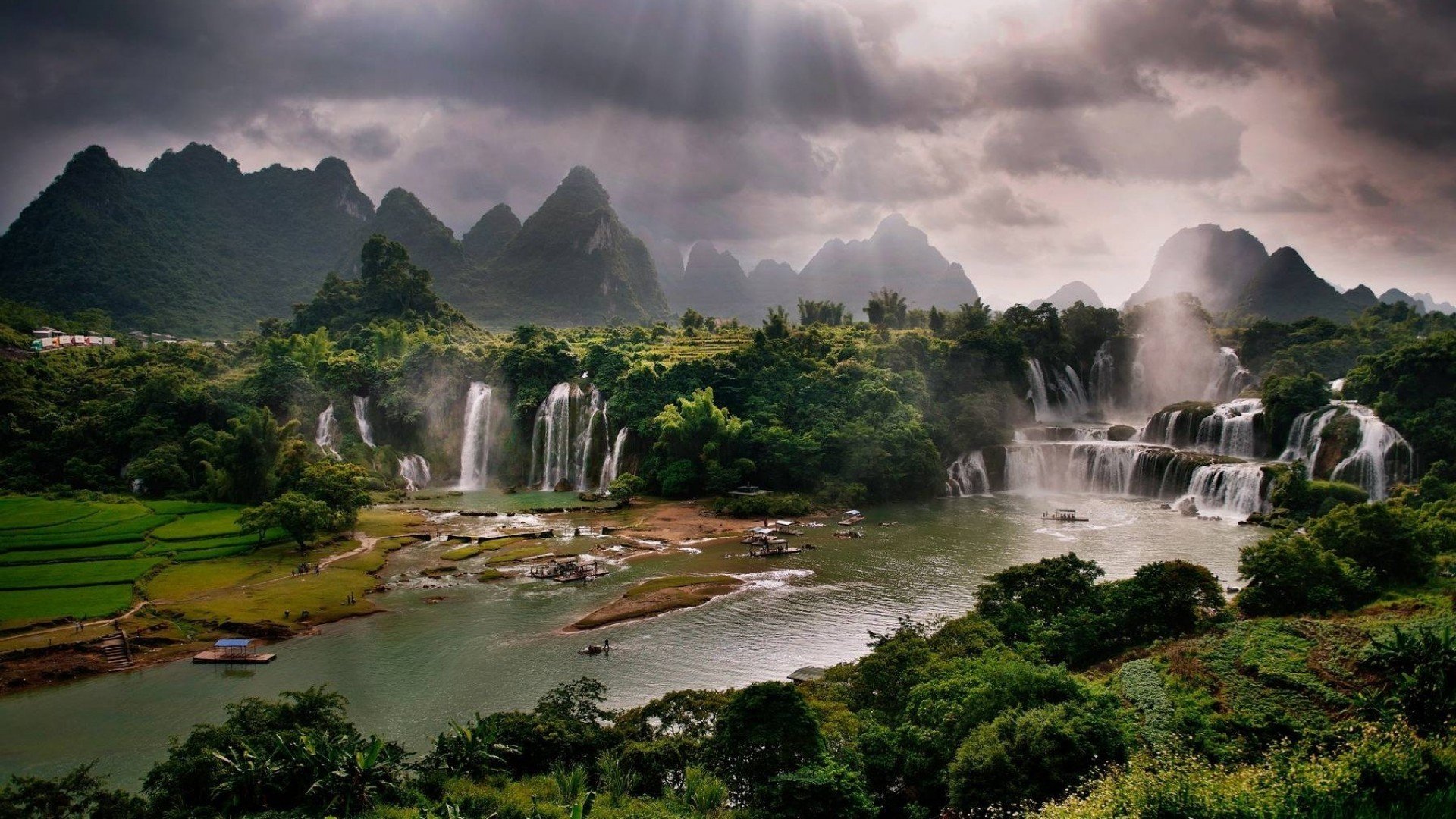 vietnam waterfalls river sunbeams river sunbeam