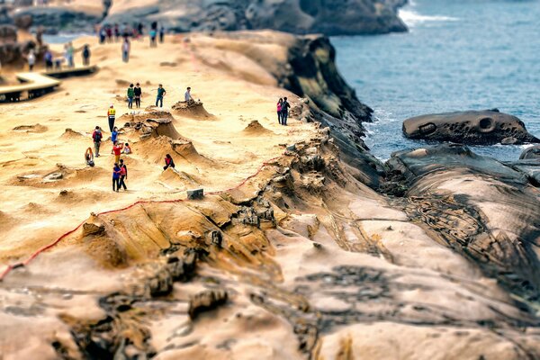 Geopark in Taiwan. Walking along the coast