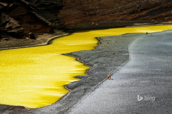 Lagune verte de Lanzarote en Espagne