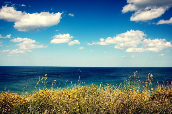 Die Küste liegt am Meer. Schöne Aussicht