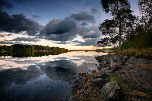 A very beautiful evening on the river bank