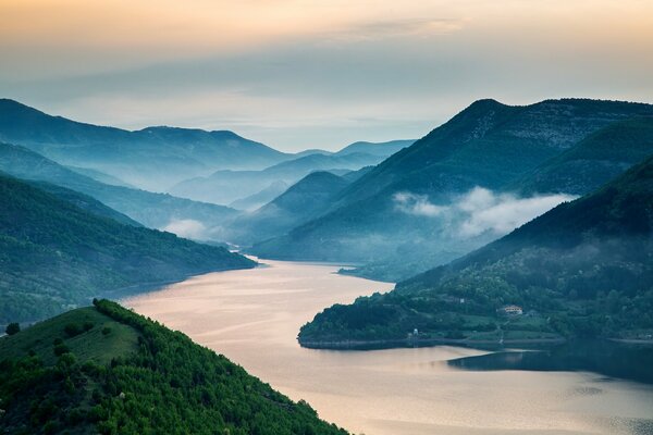 Kardzhali dam among mountains and forests