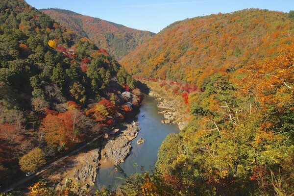 Herbstlicher, Gebirgswaldfluss
