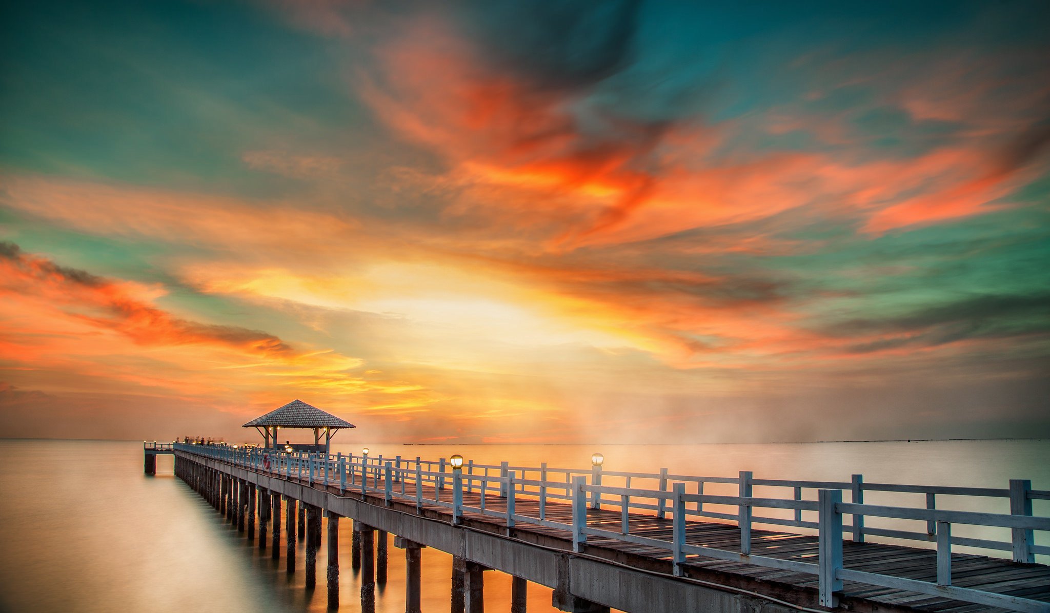 nature bridge sky water