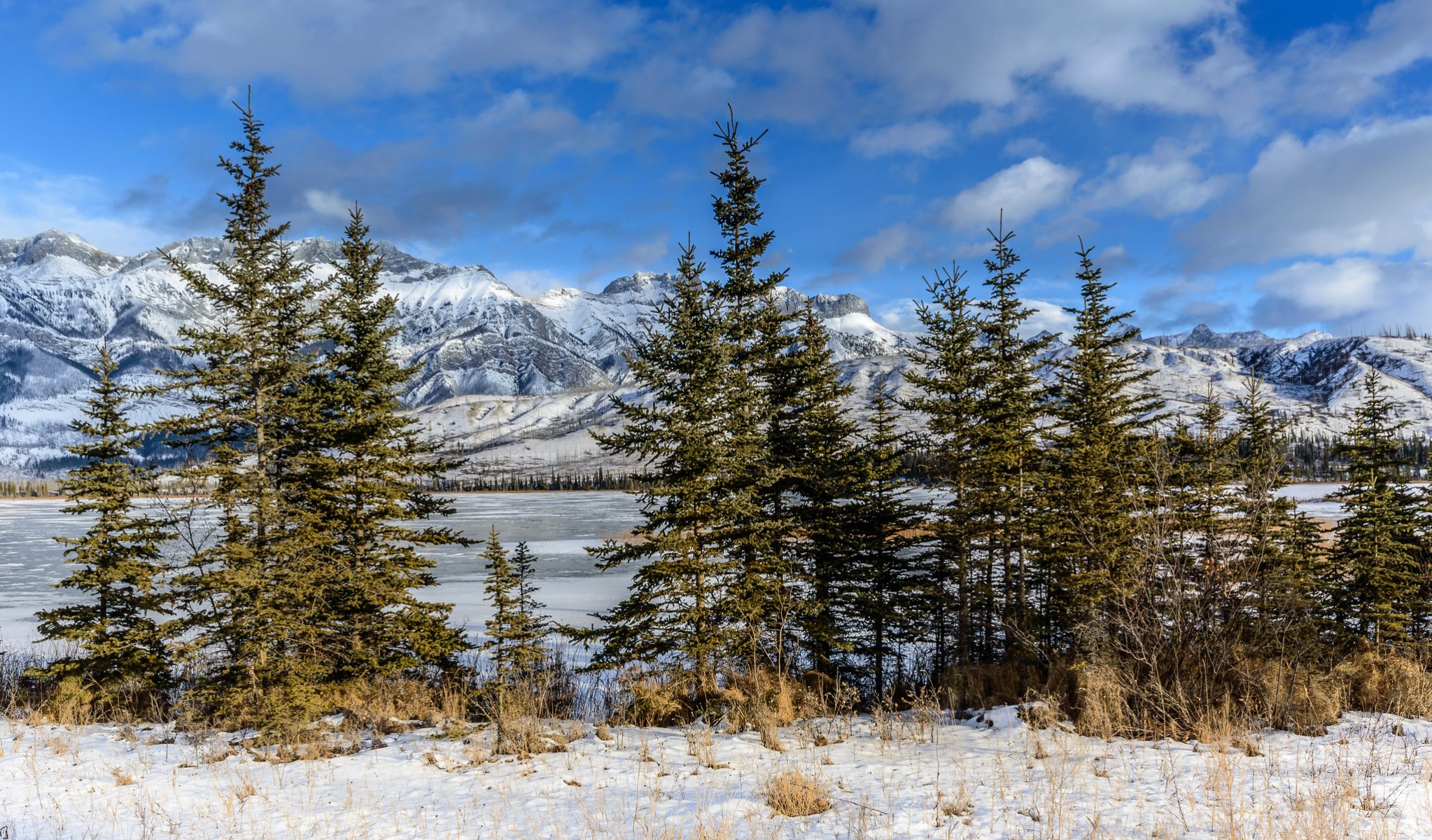 canada alberta jasper parco nazionale montagne lago abete rosso neve