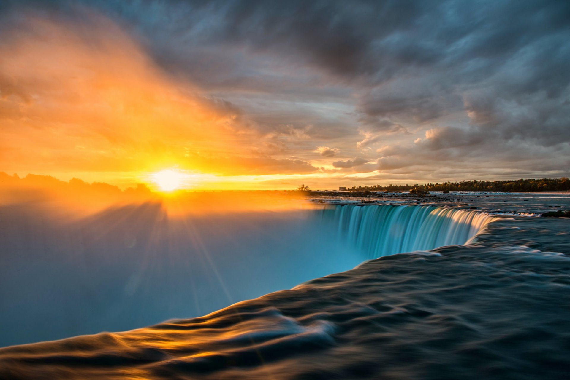 niagara cascade soleil rayons lever du soleil