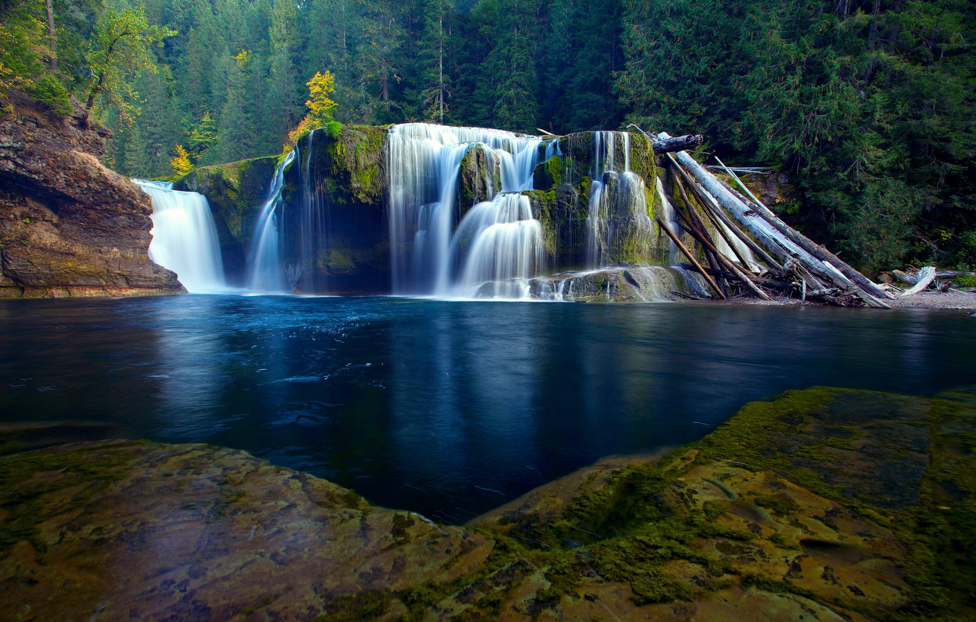 nature river waterfall forest