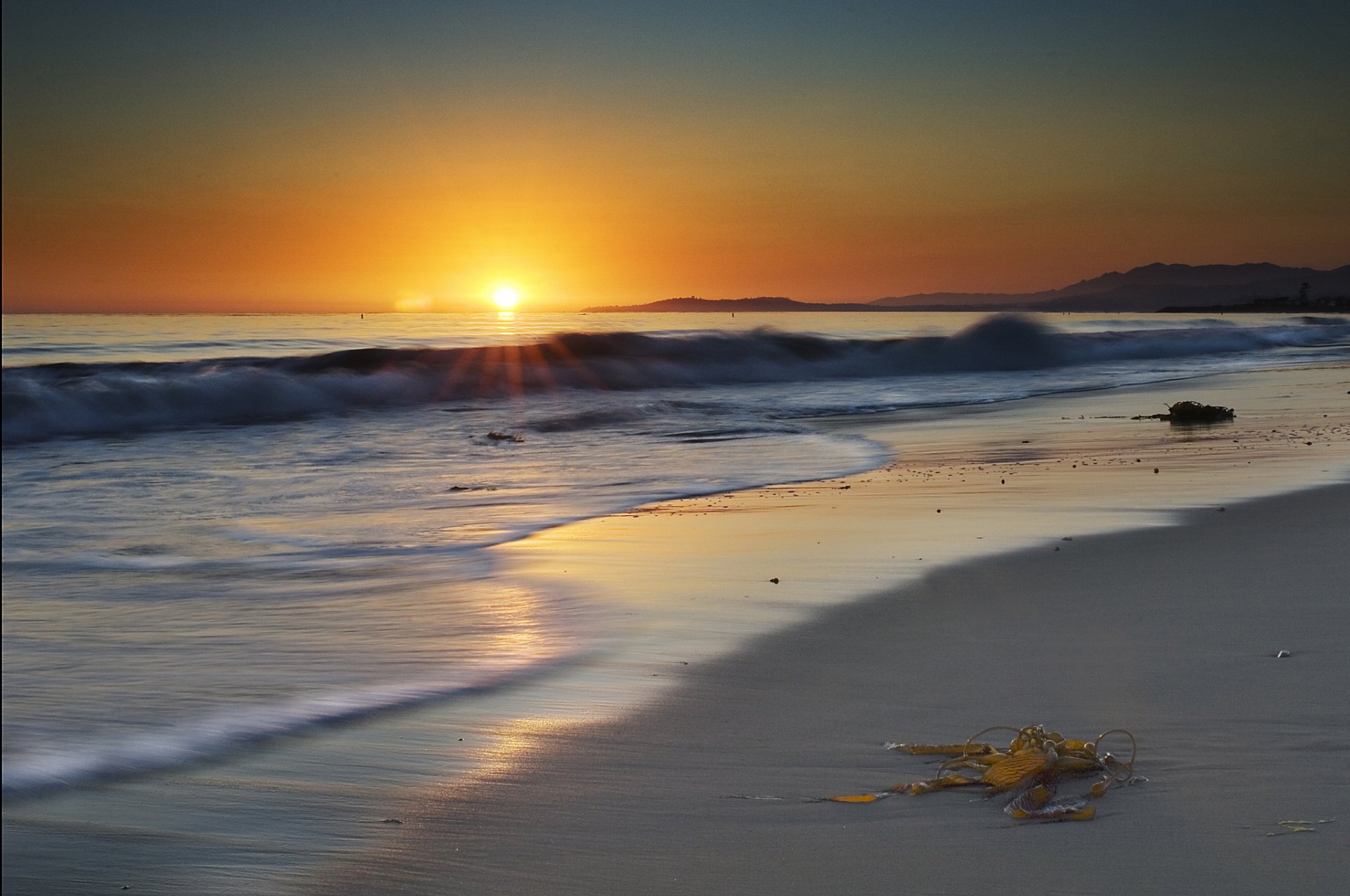 nature paysage coucher de soleil mer plage