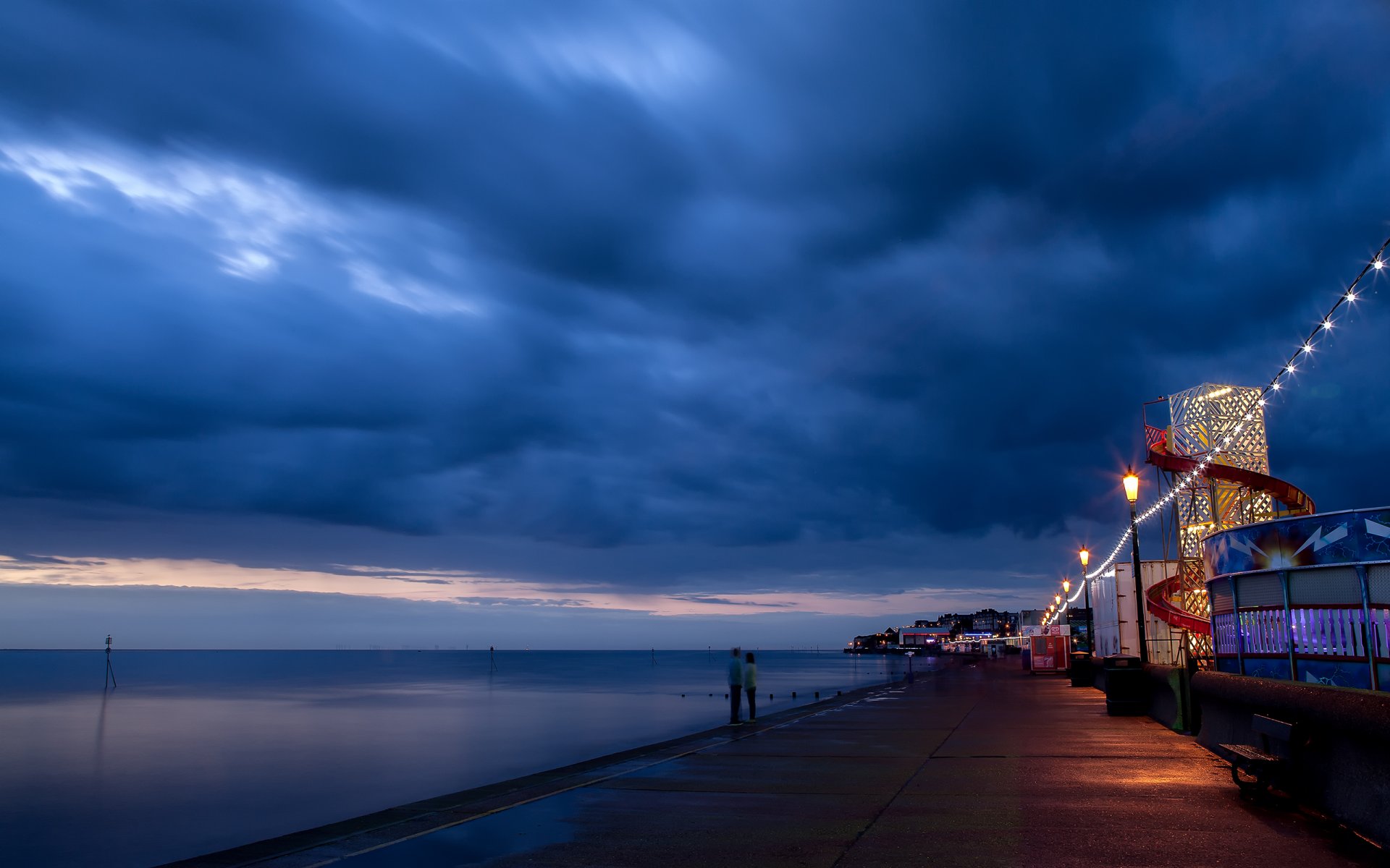 nature paysage bleu ciel nuages mer océan nuit