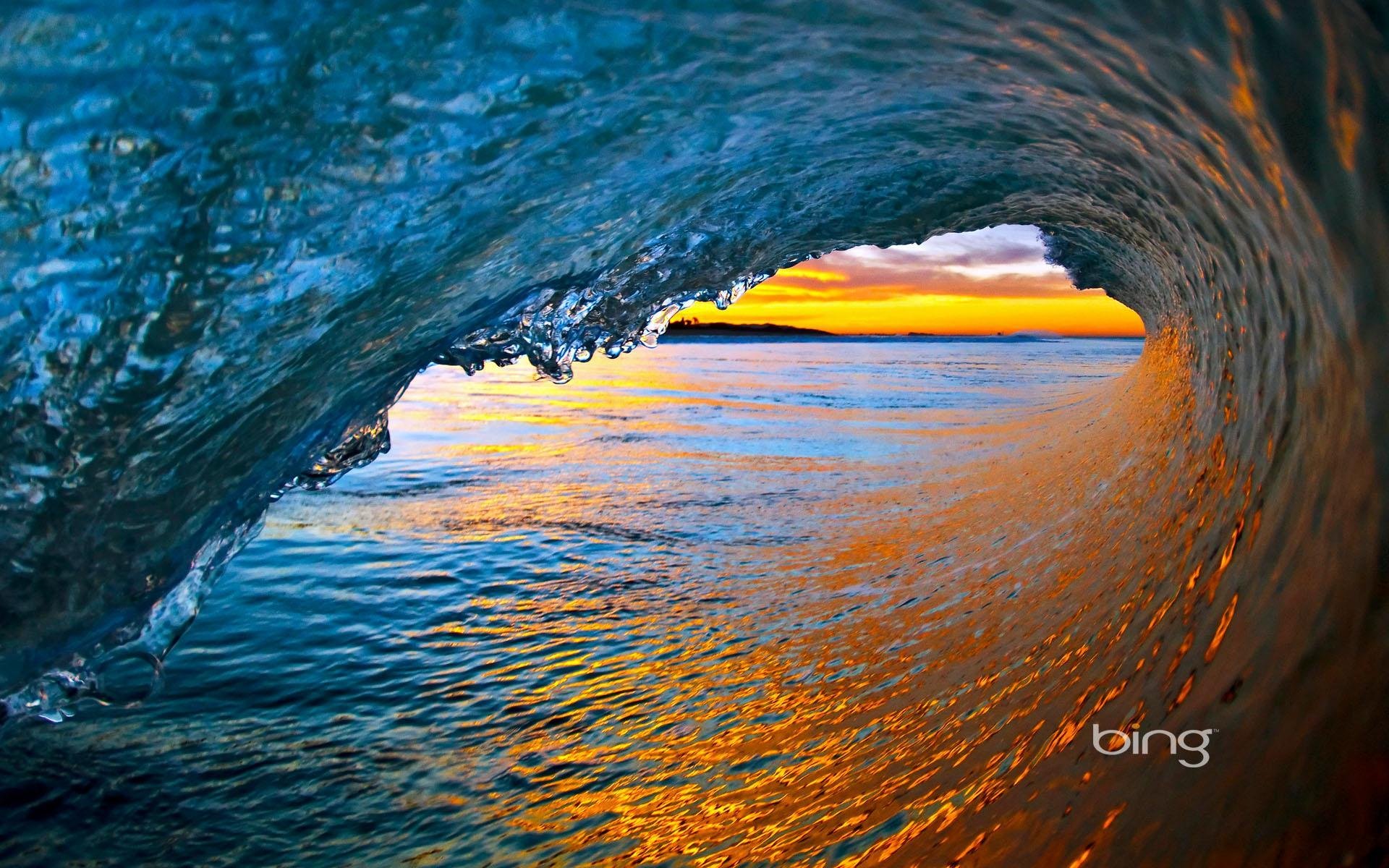 mer vague ciel coucher de soleil océan rivage fond d écran