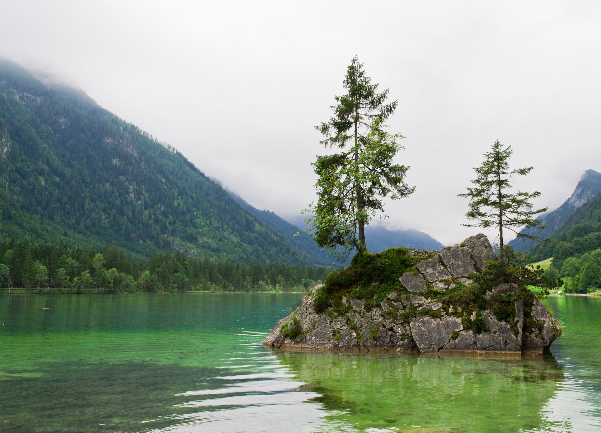 berchtesgaden bavière montagnes forêt lac île