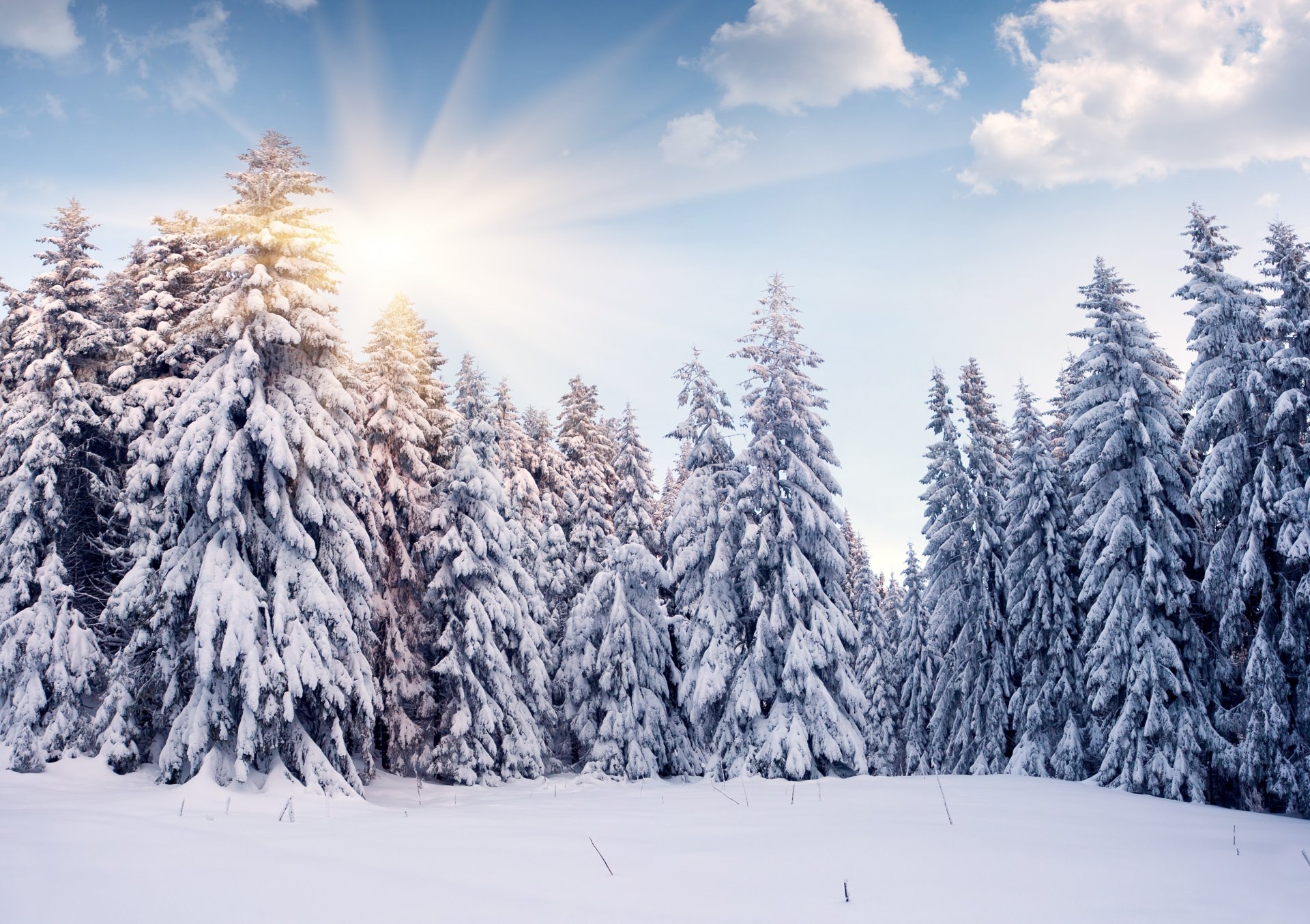 schnee winter sonne wolken