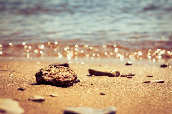 Beautiful nature in Russia stones on the shore