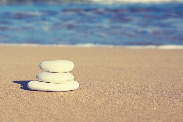 On the seashore white stones