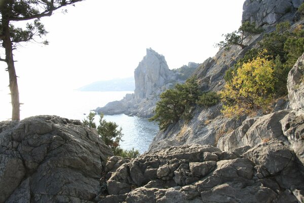 Montagnes en Crimée au bord de la mer