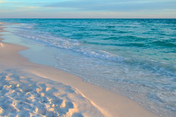 Vagues de paysage marin sur le sable