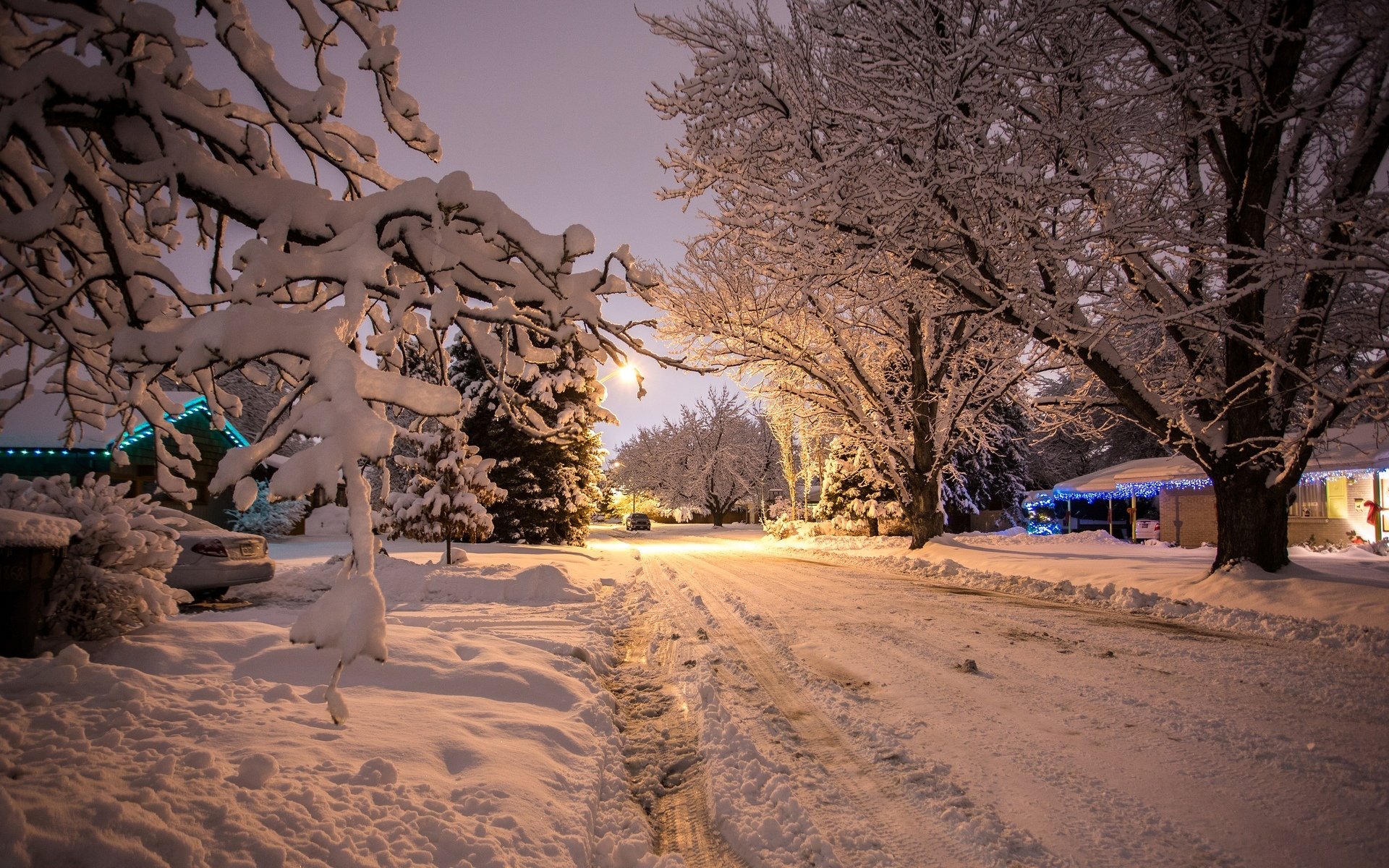 naturaleza invierno nieve año nuevo árboles noche hermoso coche coche fondo