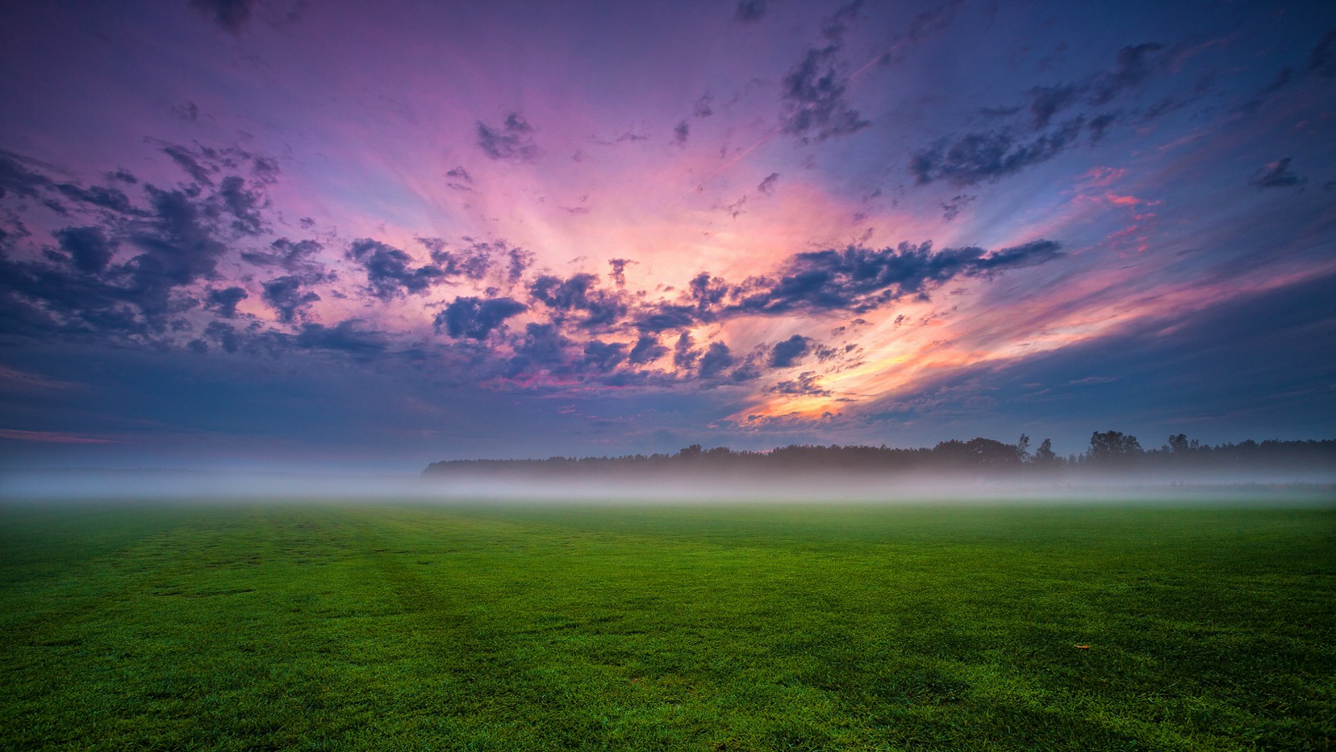 germania campo alberi erba nebbia foschia sera tramonto blu cielo nuvole nuvole