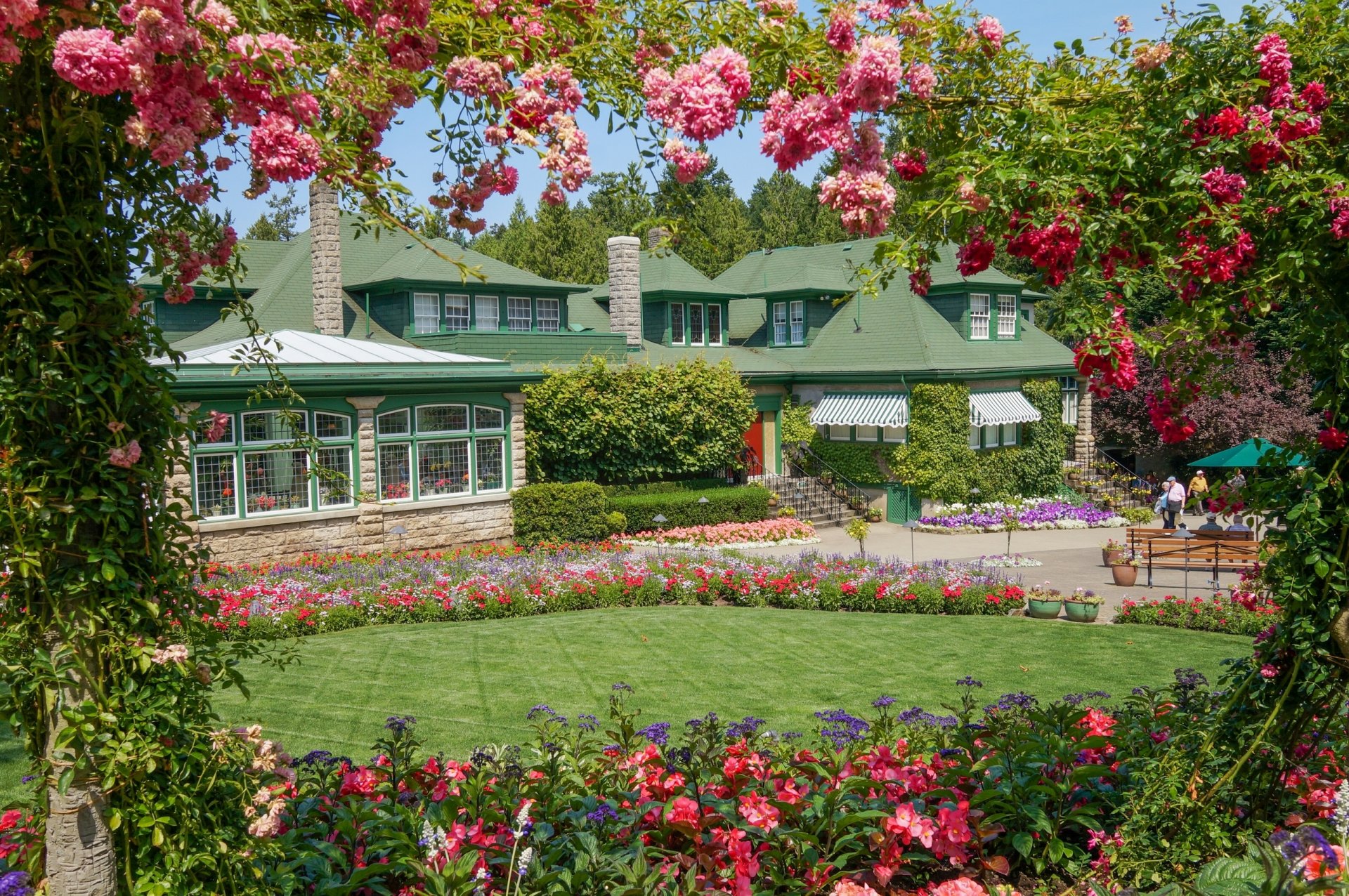 butchart gardens british columbia canada butchart gardens italian garden flowers lawn building