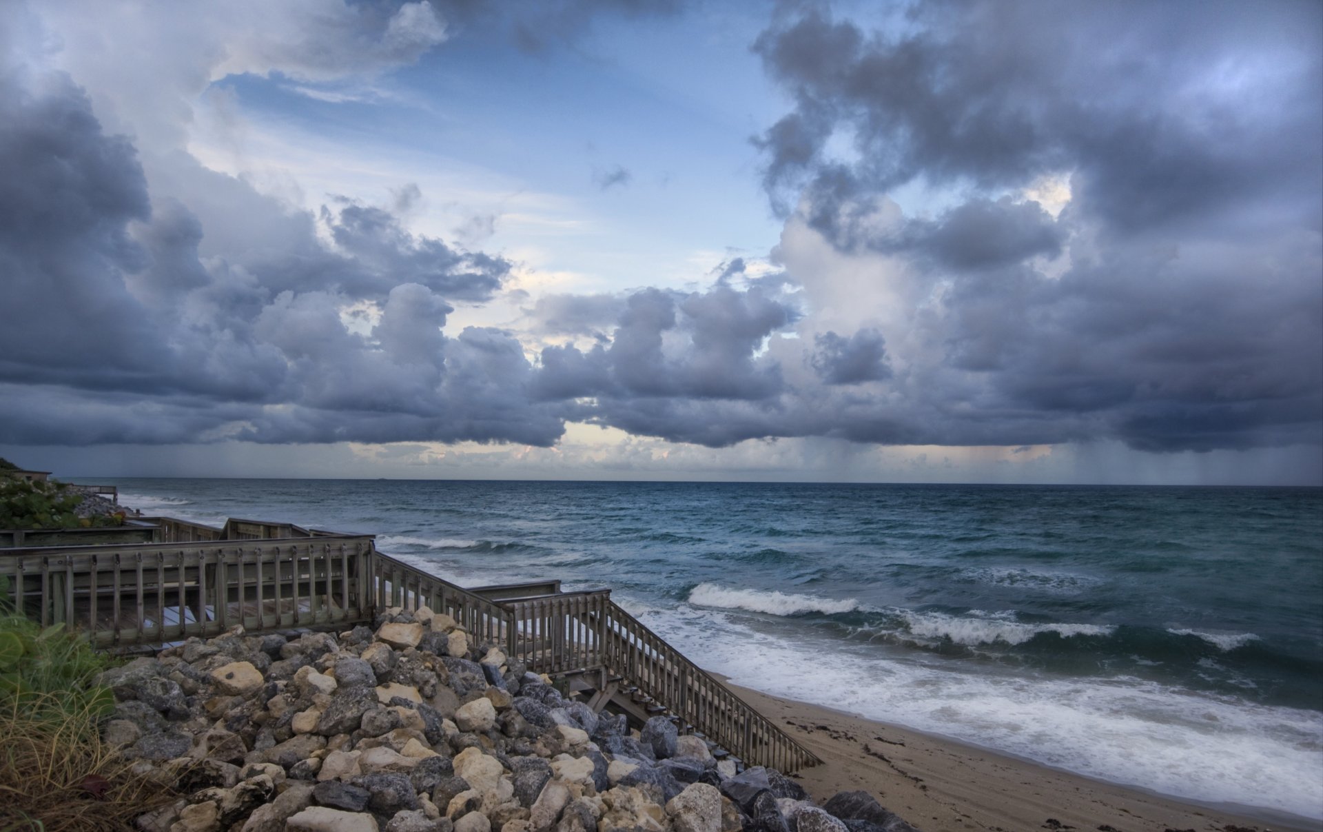 nature landscape stones pebbles stairs steps beach sand sea water wave waves sky clouds background wallpaper widescreen fullscreen widescreen widescreen