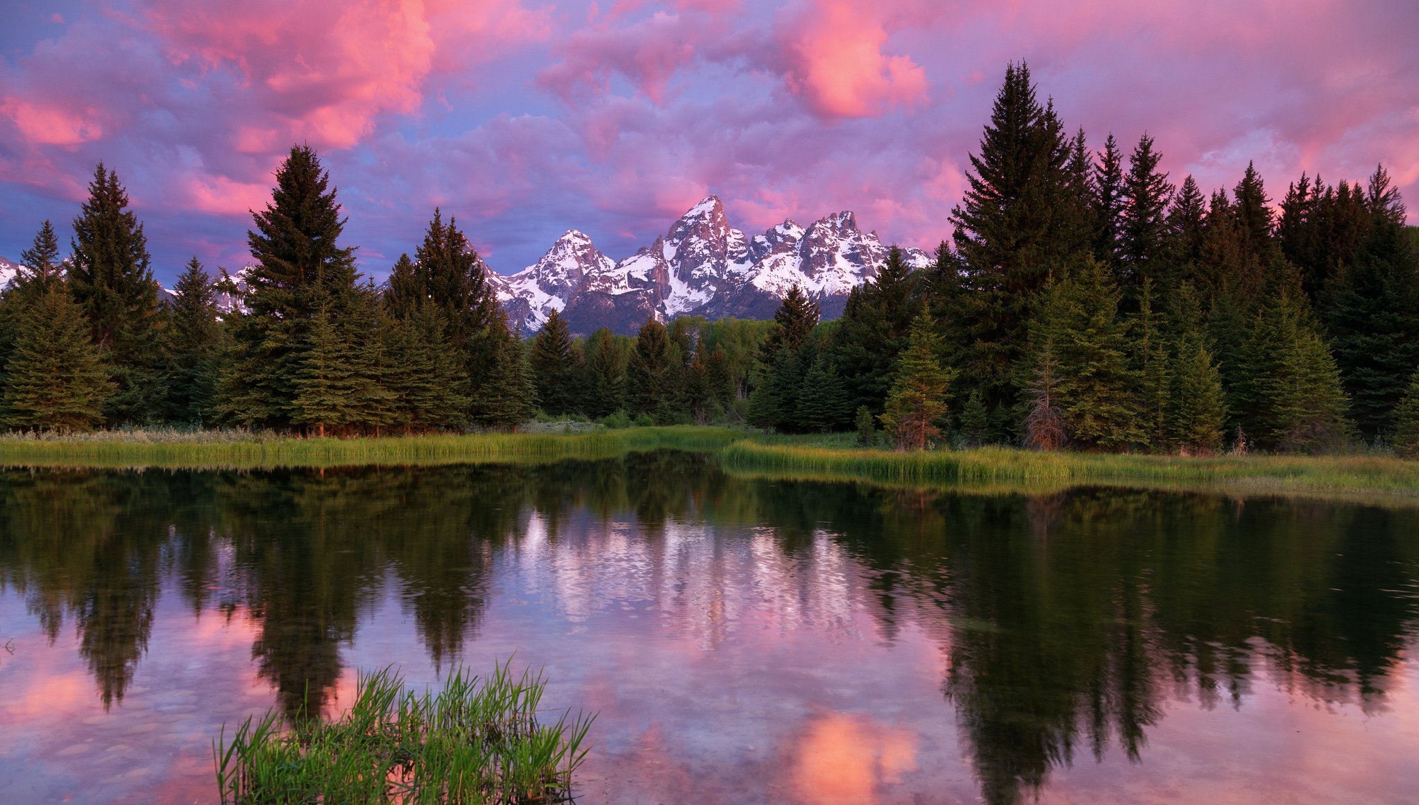 grand teton national park mountains lake trees forest sky clouds reflection wyoming usa national park grand teton wyoming