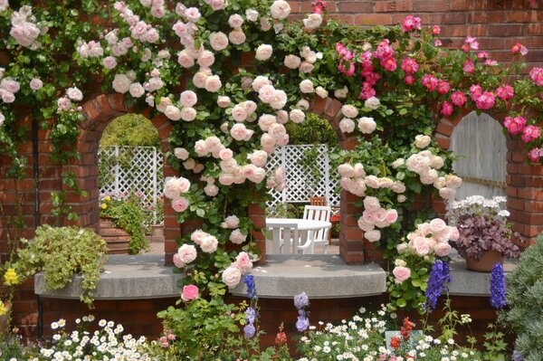 Flower decoration of the garden corner