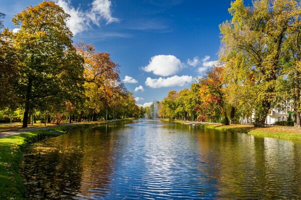 Herbstpark am Fluss