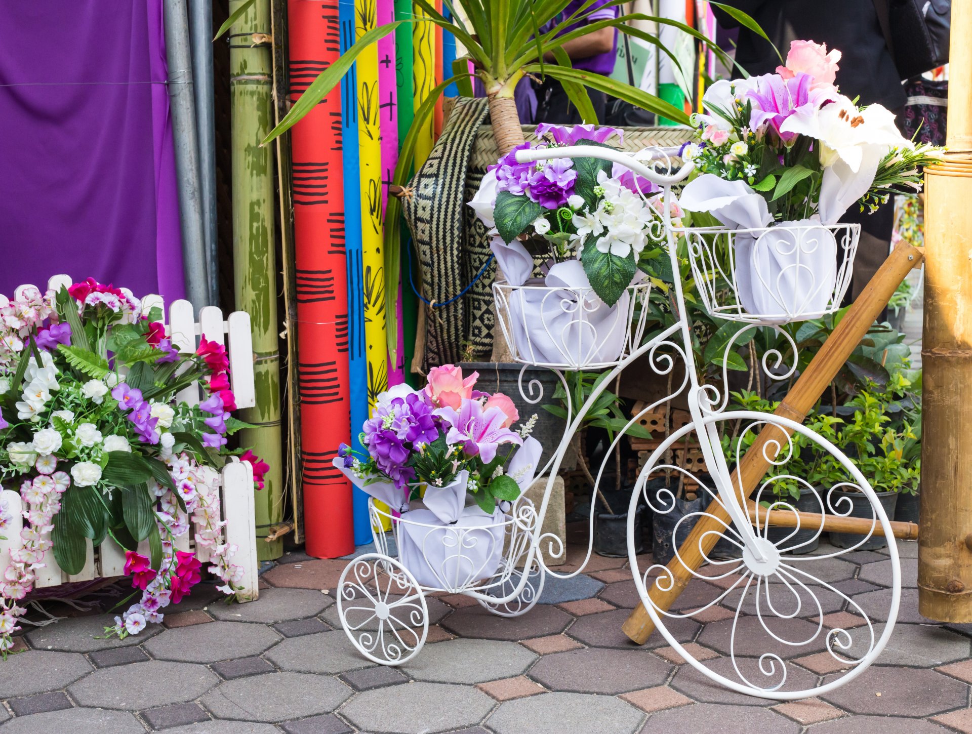 flores ramo floristería bicicleta