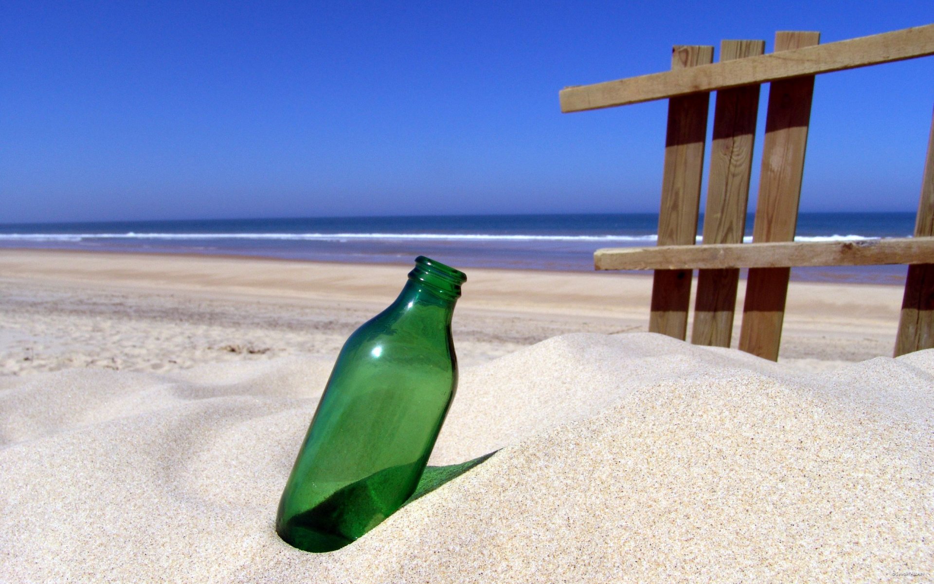 sand flasche ufer meer