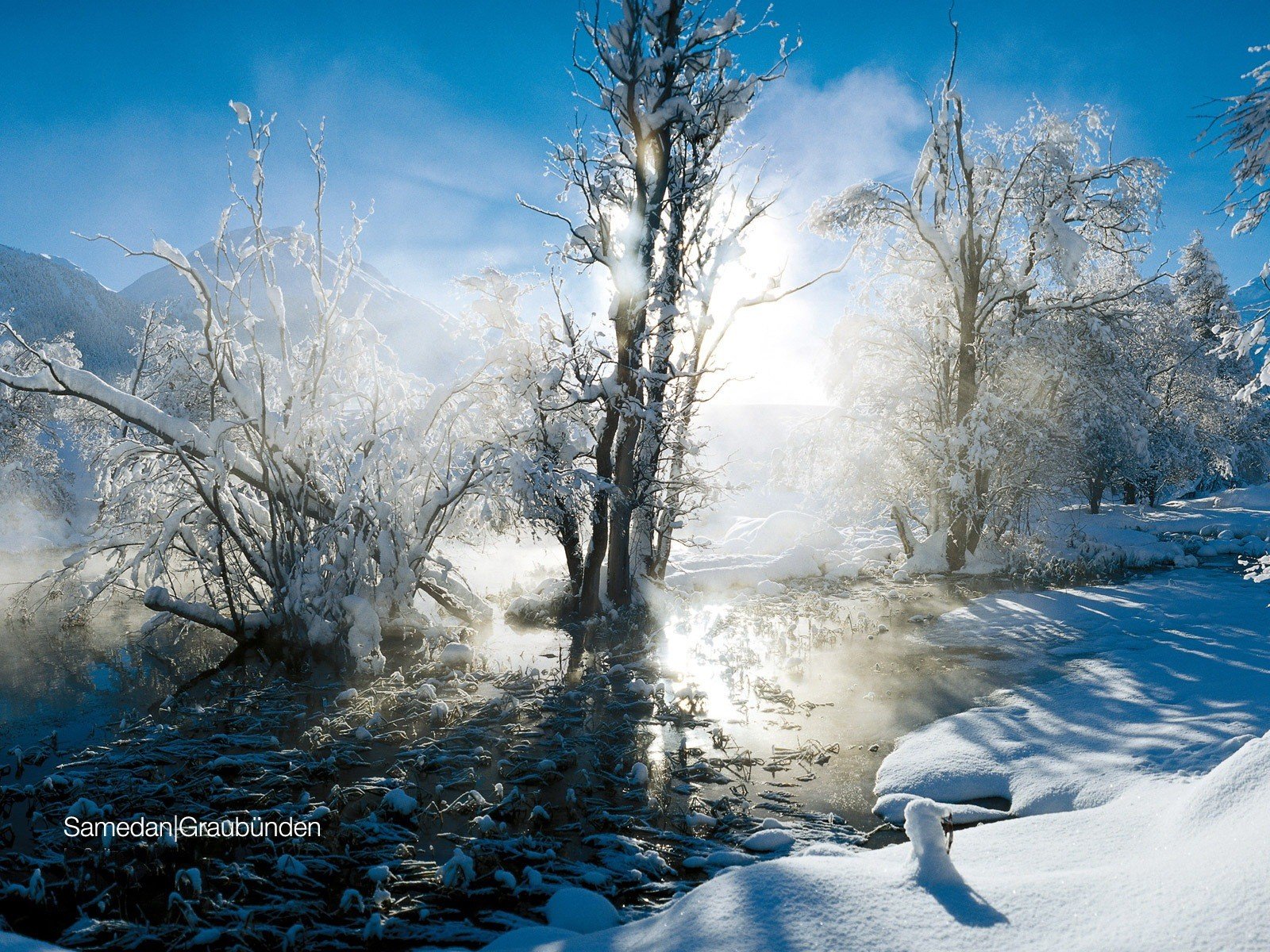 paisaje invierno nieve sol