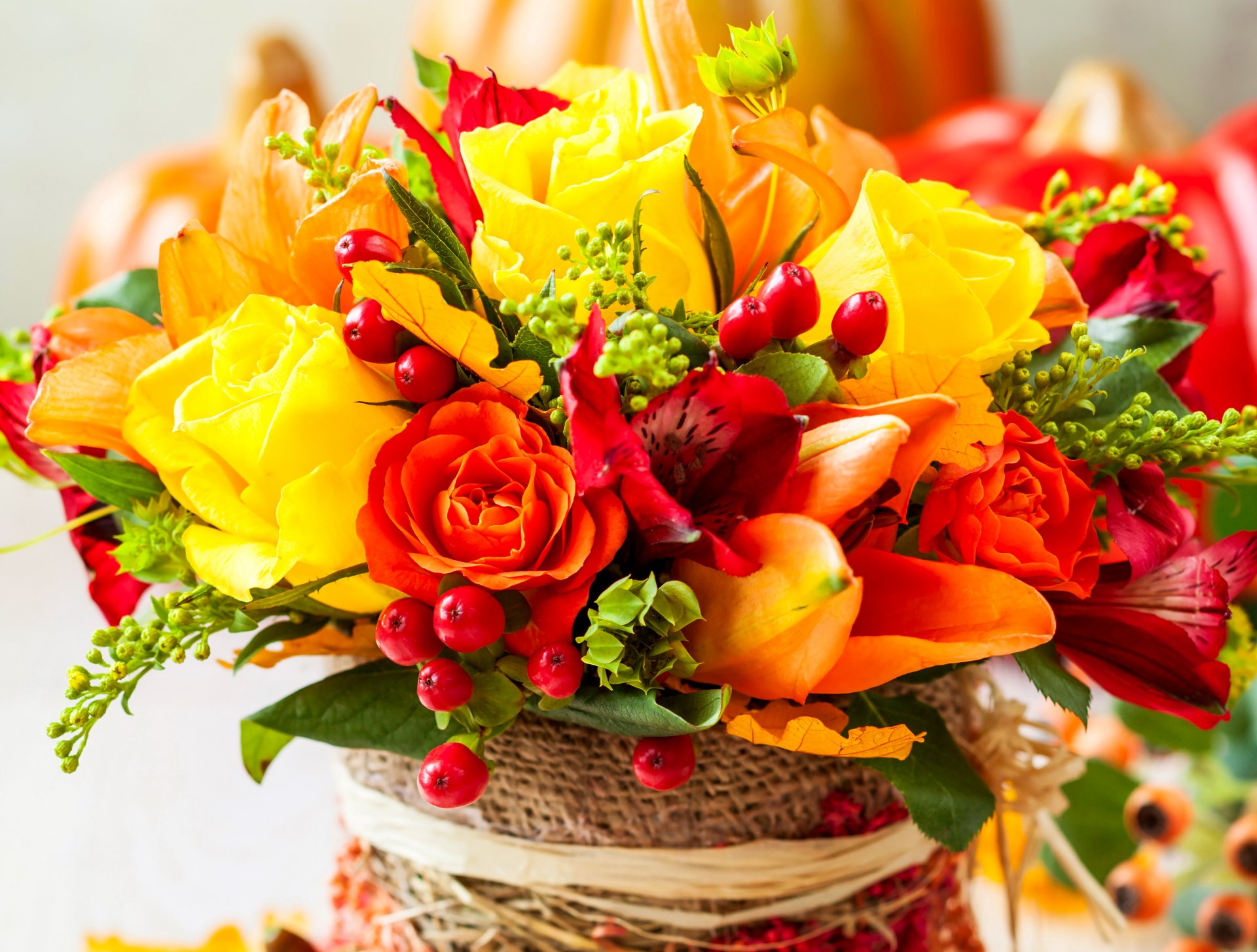 bouquet roses tulipes alstremeria fleurs photo