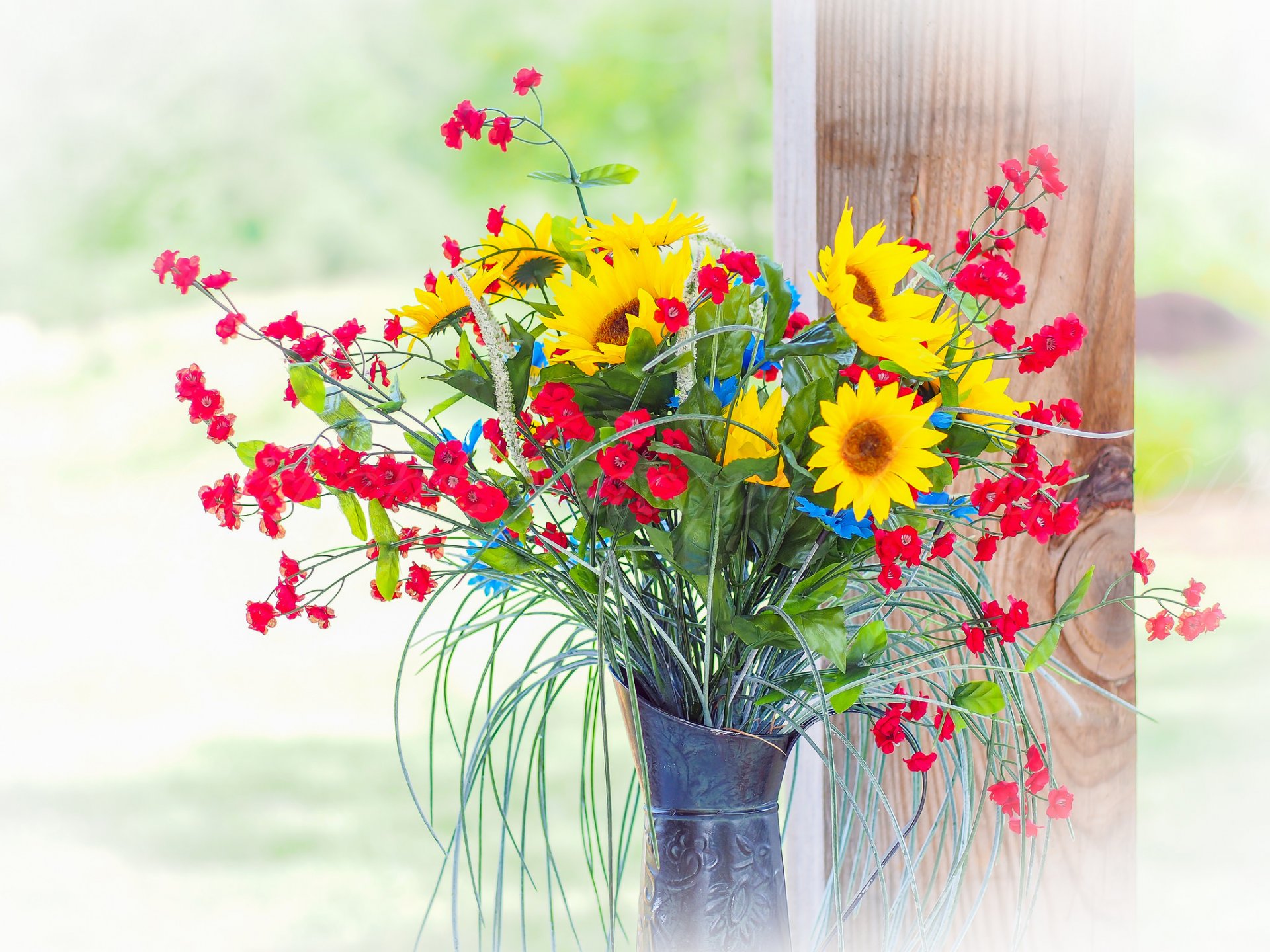 window pitcher bouquet flower