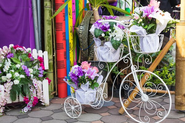 Fahrradständer für Blumen Blumengeschäft Dekoration