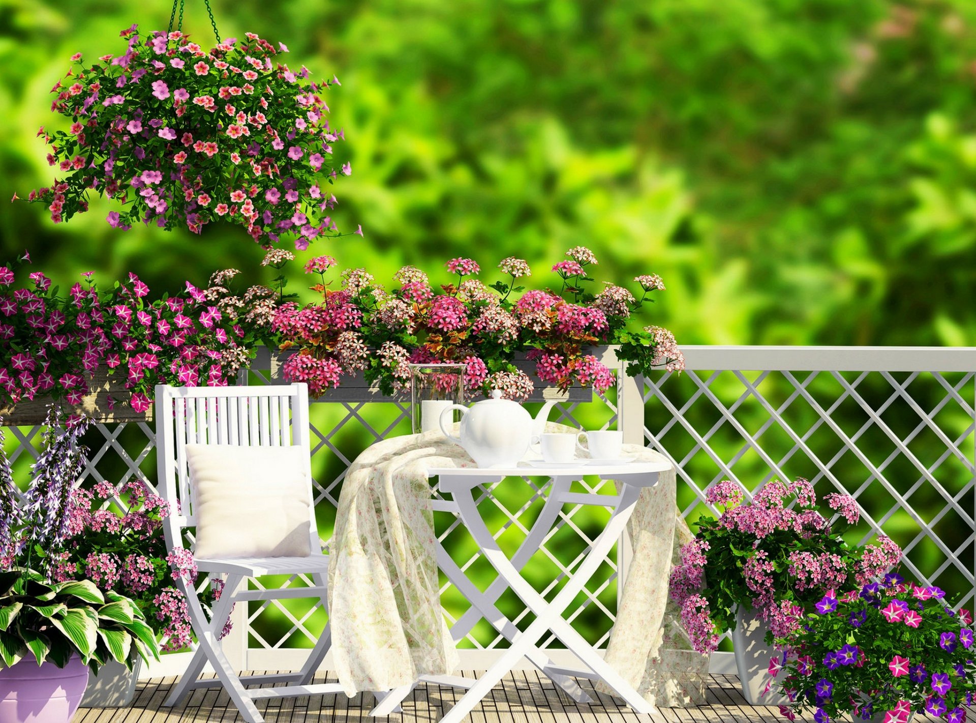 natur gras blumen garten veranda kaffee tee