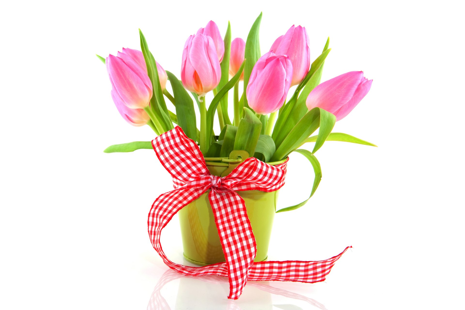 tulipes frais fleurs rose bouquet ruban vase
