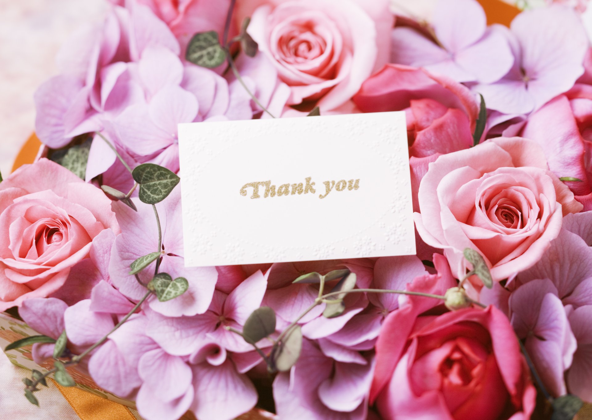 bouquet roses postcards thank you flowers card