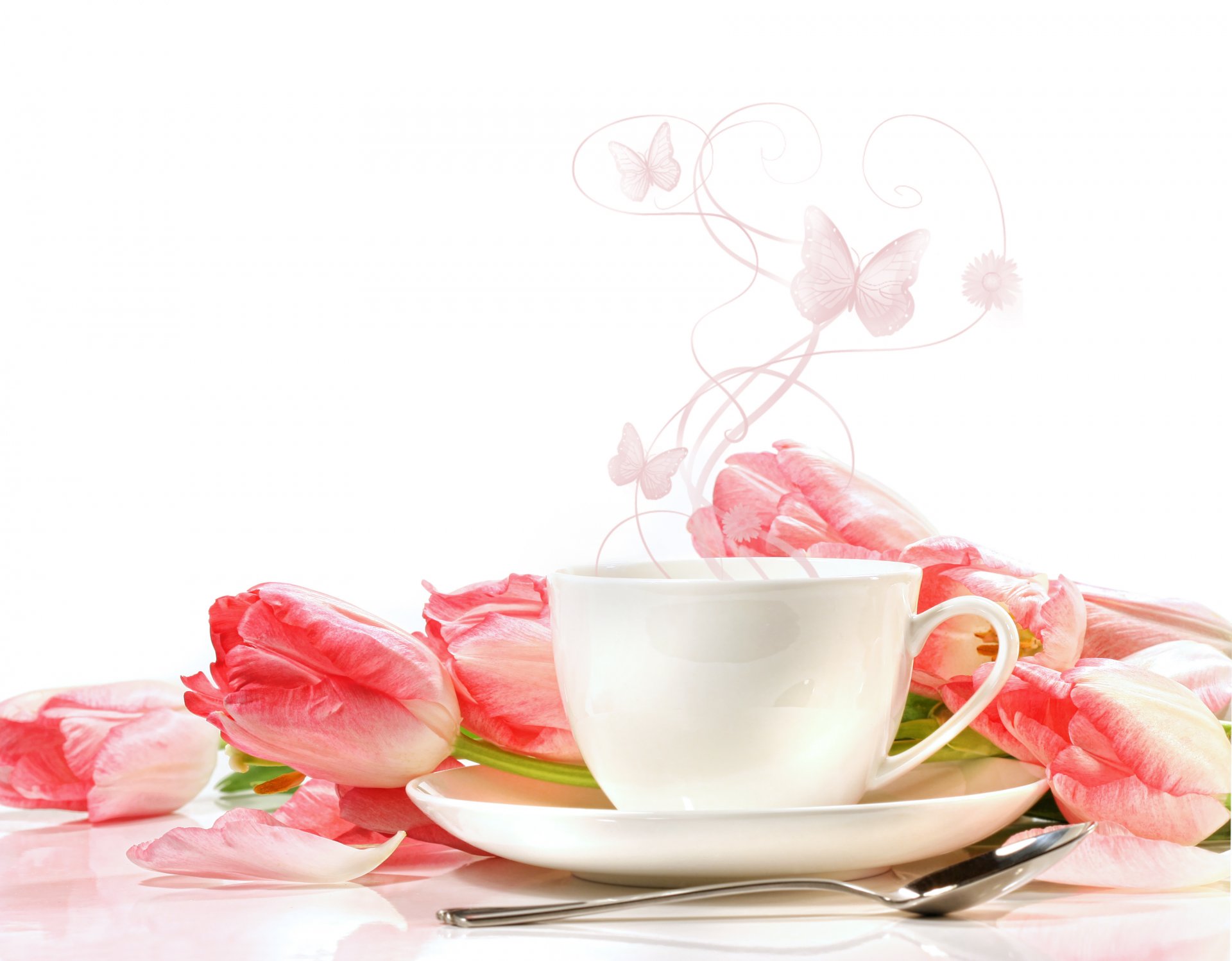 flores tazas tulipanes