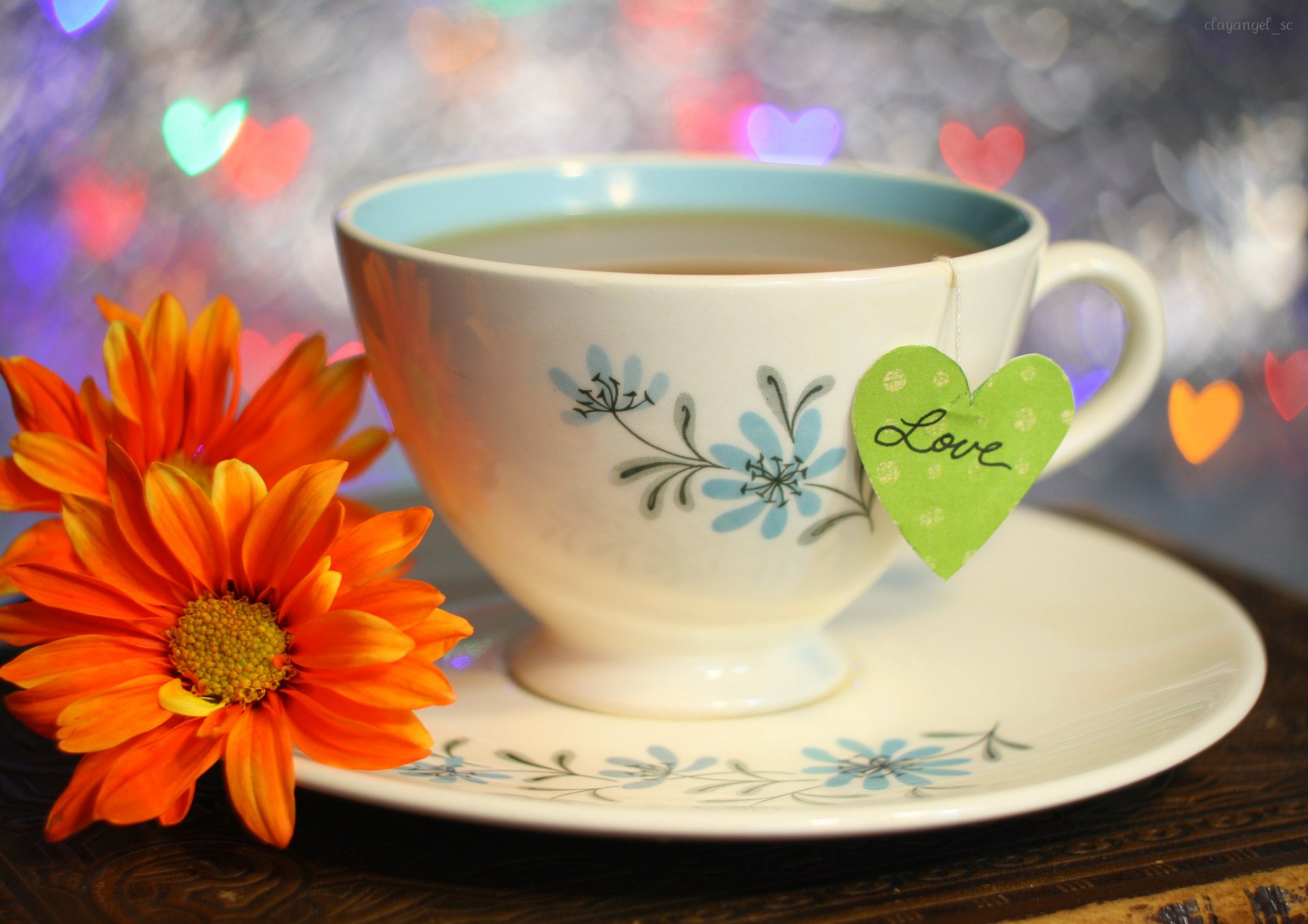 bere tazza tè vacanza fiori amore lanterne tavolo bevanda vacanza cuore