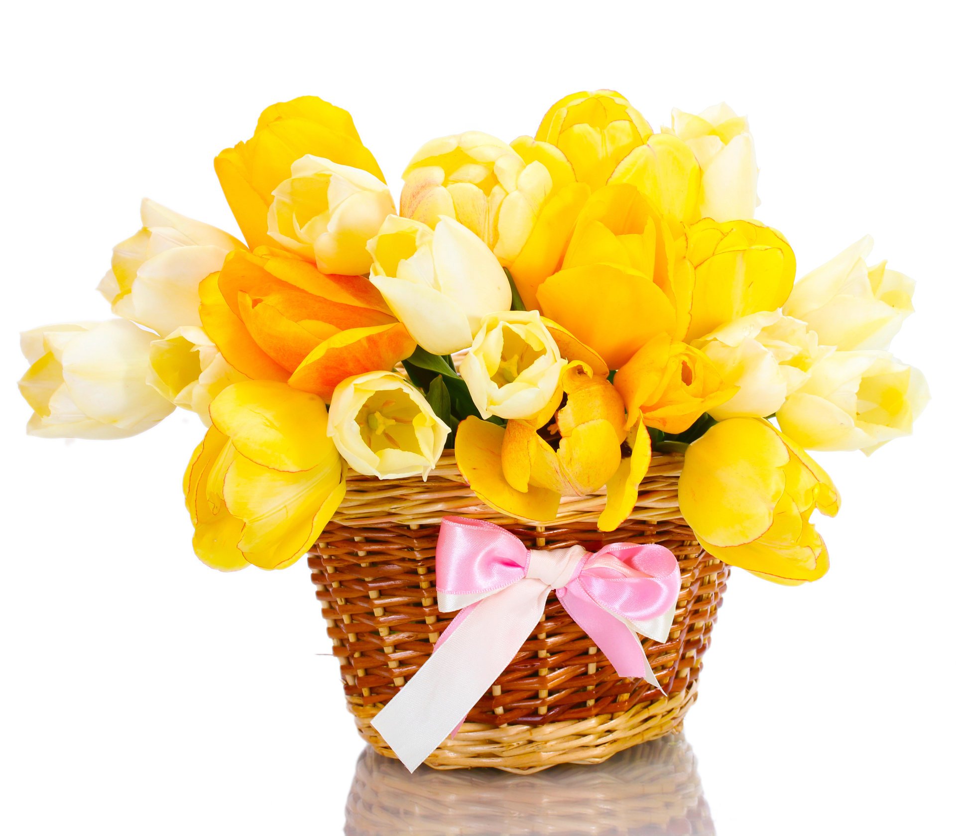 hopping bow tulips yellow bouquet