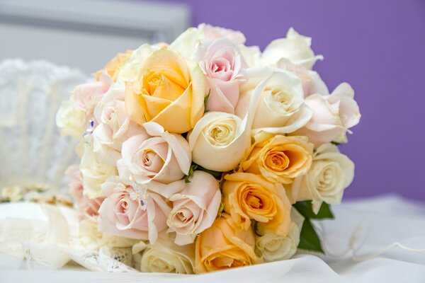 Bouquet of pink and orange roses
