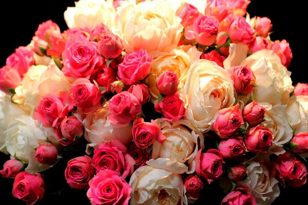 Bouquet di rose chic su sfondo nero