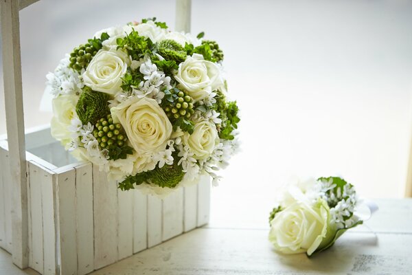 Bouquet of airy wedding roses